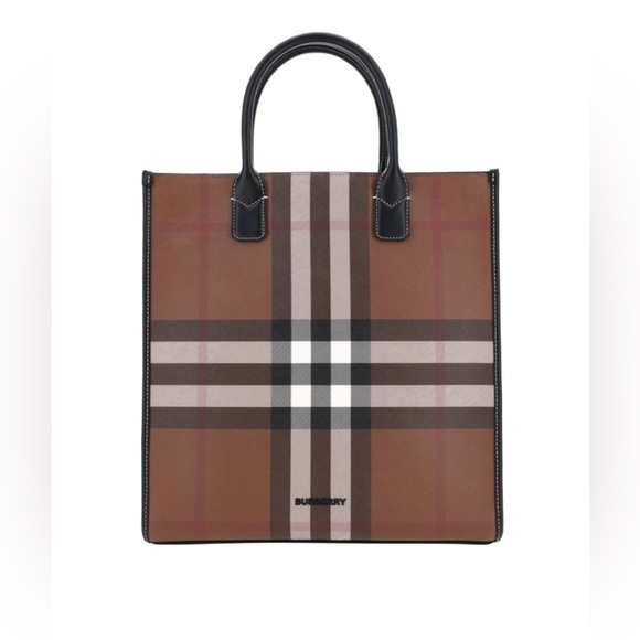 Authentic NWT Burberry Denny Checked Tote Bag - Picture 1 of 6